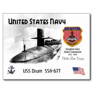 USS Drum SSN 677 Submarine Postcards