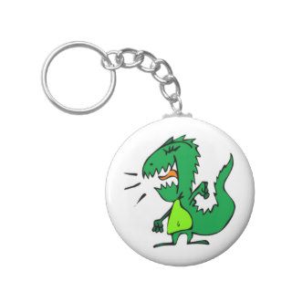Green Angry Dinosaur Keychains