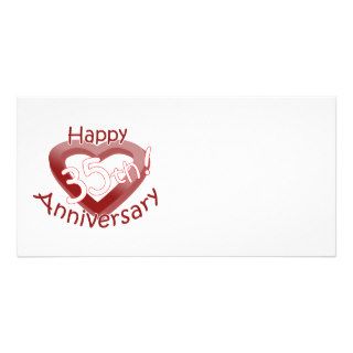 Cute, "Happy 35th Anniversary" Heart Design Photo Greeting Card