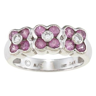 14k Gold Pink Sapphire and 1/10ct TDW Diamond Estate Ring (I J, SI1 SI2) Estate and Vintage Rings