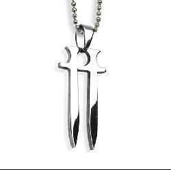 Stainless Steel Double Sword Necklace West Coast Jewelry Men's Necklaces