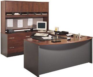 Bush Furniture Bow Front U Shaped Desk with Hutch   Office Desks