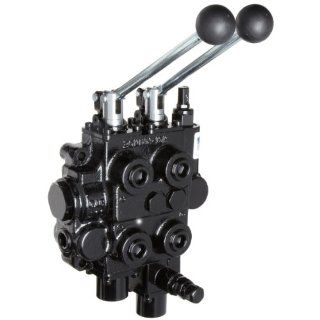 Prince RD523CCEA5A4B1 Directional Control Valve, Monoblock, Cast Iron, 2 Spool, 4 Ways, 3 Positions, Tandem, Pressure Release Detent 1 Position Detent, Spool "Out" Only, Spring Center, Spring Center, Lever Handle, 3000 psi, 25 gpm, In/Out 3/4&qu