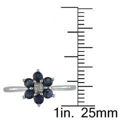 10k White Gold Sapphire and Diamond Accent Flower Ring (2/5ct TGW) Miadora Gemstone Rings