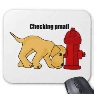 XX  Cute Puppy Dog Checking pmail Fire Hydrant Mousepads