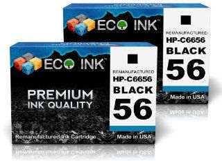 ECO INK  Compatible / Remanufactured for HP 56 C6656AN (2 Black) Ink Cartridges for HP Deskjet 450 5145 5150 5151 5160 5168 5500 5550 5551 5552 5650 5652 5655 5850 5940 9600 9650 9670 9680, HP PhotoSmart 2405 2450 7150 7155w 7260 7345 7350 7445 7450 7459 