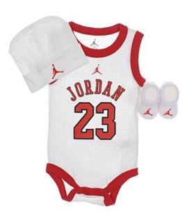 JORDAN 3 PIECE INFANT SET IBSP524 WHT (ONE, WHITE/RED) Sports & Outdoors