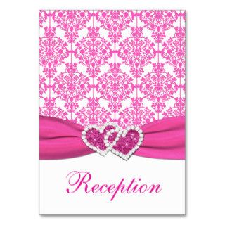 Pink and White Damask Joined Hearts Enclosure Card Business Card