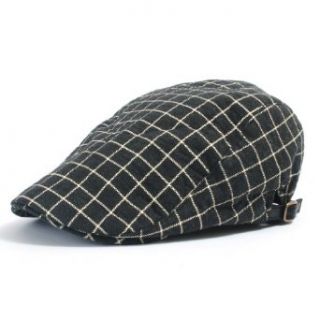 ililily Check Pattern Newsboy Flat Cap with Strap Details on Both Sides Ivy Driver Hunting Hat (flatcap 524 1) at  Mens Clothing store