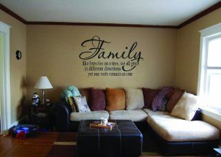 Family like branches on a tree, we all grow in different directions yet our roots remain as one Vinyl Saying Wall Art Wall Decal   Wall Decor Stickers
