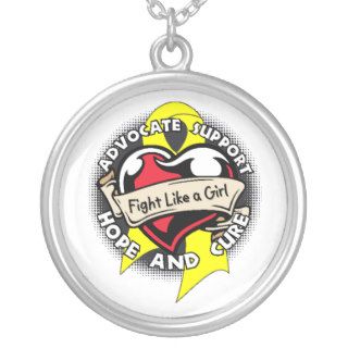 Endometriosis   Tattoo Heart Fight Like A Girl Personalized Necklace
