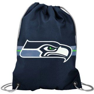 NFL Seattle Seahawks Team Logo Drawstring Backpack   Navy Blue  Sports Fan Drawstring Bags  Sports & Outdoors