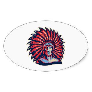 Native American Indian Chief Warrior Retro Sticker