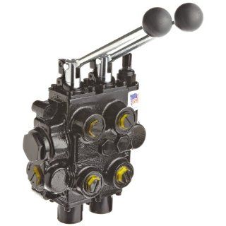 Prince RD526CCAA5A4B1 Directional Control Valve, Monoblock, Cast Iron, 2 Spool, 4 Ways, 3 Positions, Tandem, Spring Center, Lever Handle, 3000 psi, 25 gpm, In/Out #12 SAE, Work #10 SAE Hydraulic Directional Control Valves