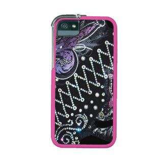 Corset Flowers & Buttefly Bling on Black Cover For iPhone 5