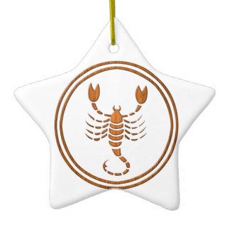 Carved Wood Scorpio Zodiac Symbol Christmas Tree Ornaments
