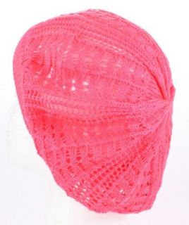 Thin Knit Pattern Beret Hat for Fashionable Women, Pink Peach
