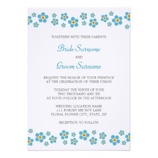 Forget me nots floral border wedding invitation