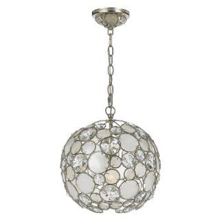 527 SA Palla 1LT Pendant, Antique Silver Finish with Natural White Capiz Shell and Hand Cut Crystal   Ceiling Pendant Fixtures  