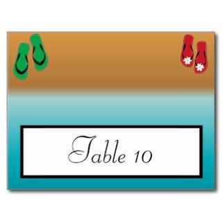 Writable Place Card His/Hers Sandals On Beach plam Postcards