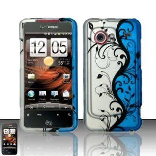 Rubberized Blue Vines Design for HTC HTC Droid Incredible 6300 Cell Phones & Accessories