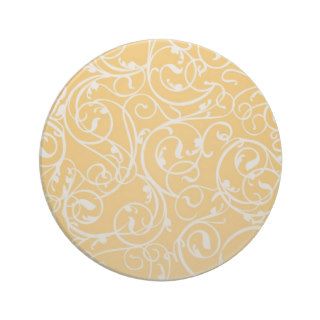 Elegant Gold Vintage Scroll Damask Pattern Beverage Coasters