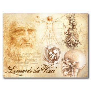 Da Vinci's Self portrait and Anatomical Studies Postcard