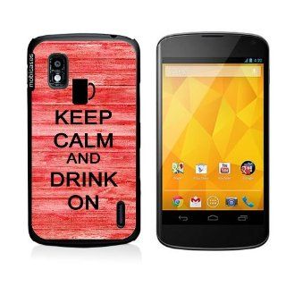 Keep Calm And Drink On Red Wood Google Nexus 4 Case   For Nexus 4 Cell Phones & Accessories