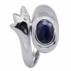 De Buman Sterling Silver Sapphire and White Topaz Ring Gemstone Rings