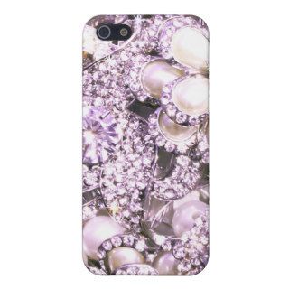 Diamond Bling Bling Bouquet,Lavender & Pearl Motif iPhone 5 Case