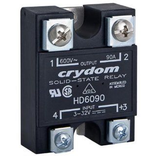 Crydom HD4890 Relay; SSR; Zero Switching; SPST NO; Cur Rtg 90A; Ctrl V 3 32DC; Vol Rtg 48 530AC