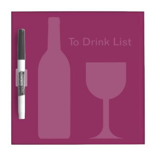 Wine Bottle & Glass To Drink List Dry Erase Whiteboard