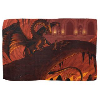 Dragon and Dwarf Lava Cave Battle Hand Towel