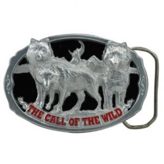The Call of the Wild Wolves Silver Belt Buckle Clothing