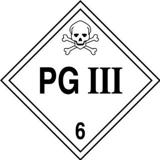 Accuform Signs MPL604VS50 Adhesive Vinyl Hazard Class 6 DOT Placard, Legend "PG III 6" with Graphic, 10 3/4" Width x 10 3/4" Length, Black on White (Pack of 50) Industrial Warning Signs