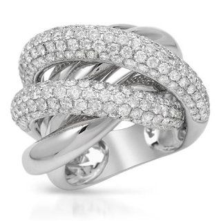 CLK Diamond 18K White Gold 4.18CTW Diamond Ring Jewelry