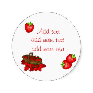 Customizeable Strawberry Canning Labels Round Stickers