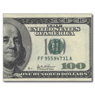 100 Dollar Bill postcard