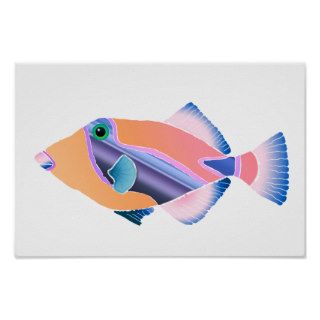 Orange and Blue Tropical Fish Poster
