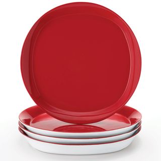 Rachael Ray Round & Square 4 pack 11 inch Red Dinner Plates Rachael Ray Bowls