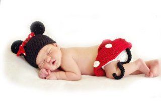 Brightdeal Mikey Mouse Baby Handmade Photography Prop Crochet Cap Diaper + Brightdeal Never Give up Bracelet  Baby Nursery Decor Gift Sets  Baby