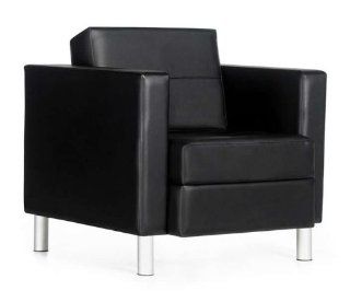 Global Citi Series Lounge Chair w/ Black Mock Leather   Furniture