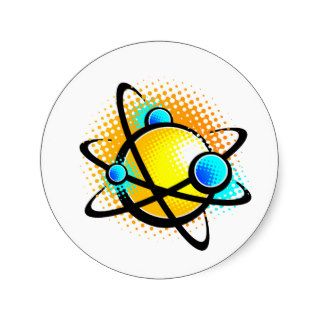 Cartoon Atom Round Stickers