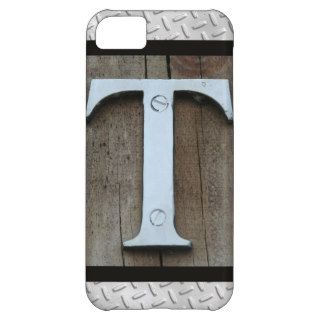 Rustic Silver Metal Steel Letter L Diamond Plate iPhone 5C Cases