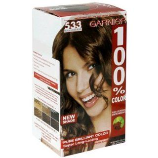 Garnier 100% Color Vibrant Colors by Nutrisse Vitamin Enriched Gel Creme Color with Vitamins B3 & B6 and Micro Minerals, Medium Golden Brown 533  Chemical Hair Dyes  Beauty