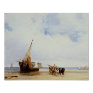 Beached Vessels and a Wagon near Trouville, c.1825 Posters