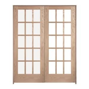 JELD WEN Woodgrain 10 Lite Unfinished Oak Double Prehung Interior French Doors 670579