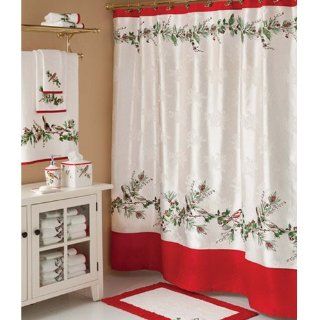Lenox Winter Song Christmas Shower Curtain   Cream Shower Curtain