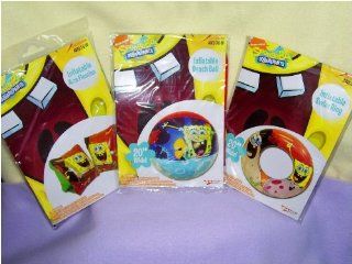 Spongebob Squarepants Inflatable Arm Floaties & Beach Ball & Swim Ring Sold As a Set Toys & Games