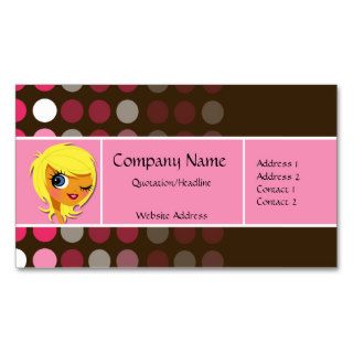 Pink & Brown Dots Chic Business Card